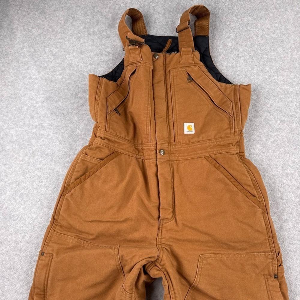 Carhartt Coverall Womens Small Short Loose-Fit Washed Duck Insulated Biberall - Picture 5 of 16